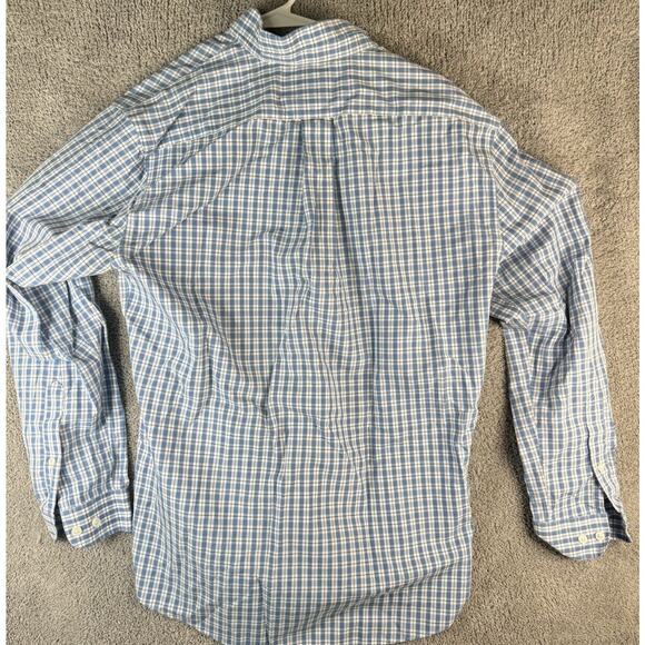 LL Bean Polo Men's M Blue Long Sleeve Plaid Wrinkle Free Slightly Fitted - Picture 11 of 11